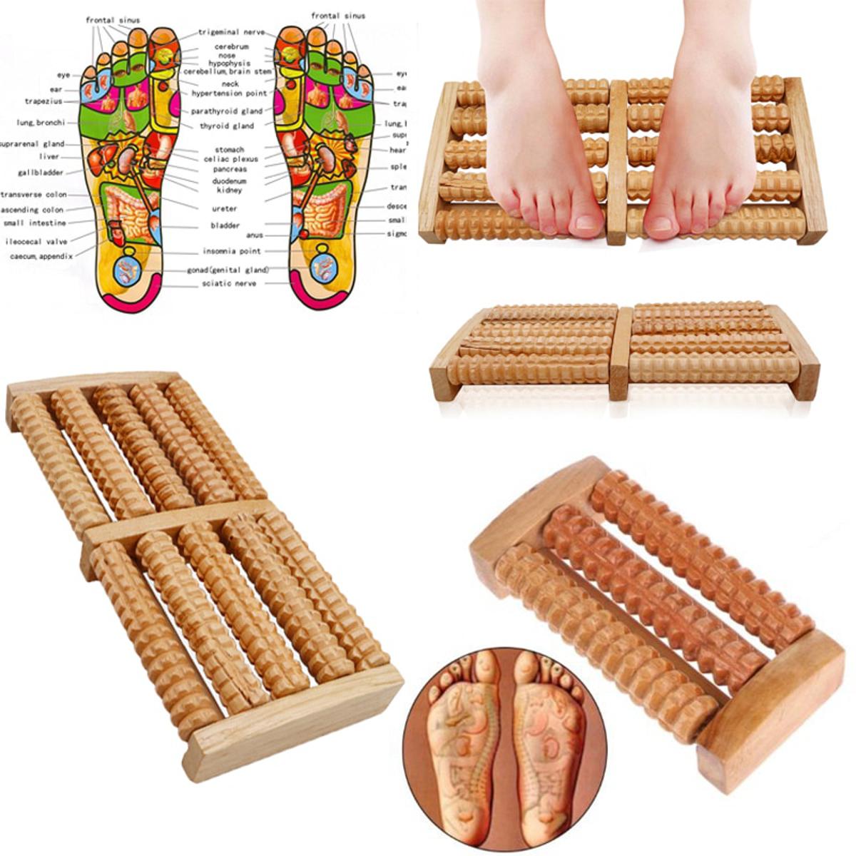 Wooden Foot Roller Massager | Manual Reflexology Therapy Tool for Pain Relief, Stress Relaxation & Foot Care